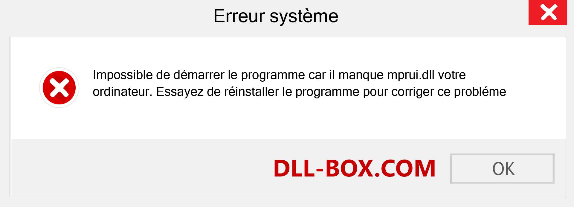 Le fichier mprui.dll est manquant ?. Télécharger pour Windows 7, 8, 10 - Correction de l'erreur manquante mprui dll sur Windows, photos, images